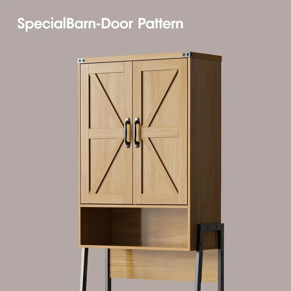 Vabches Over The Toilet Storage Cabinet, 68" H Farmhouse Freestanding Bathroom Storage Organizer with Double Doors & Storage Shelves