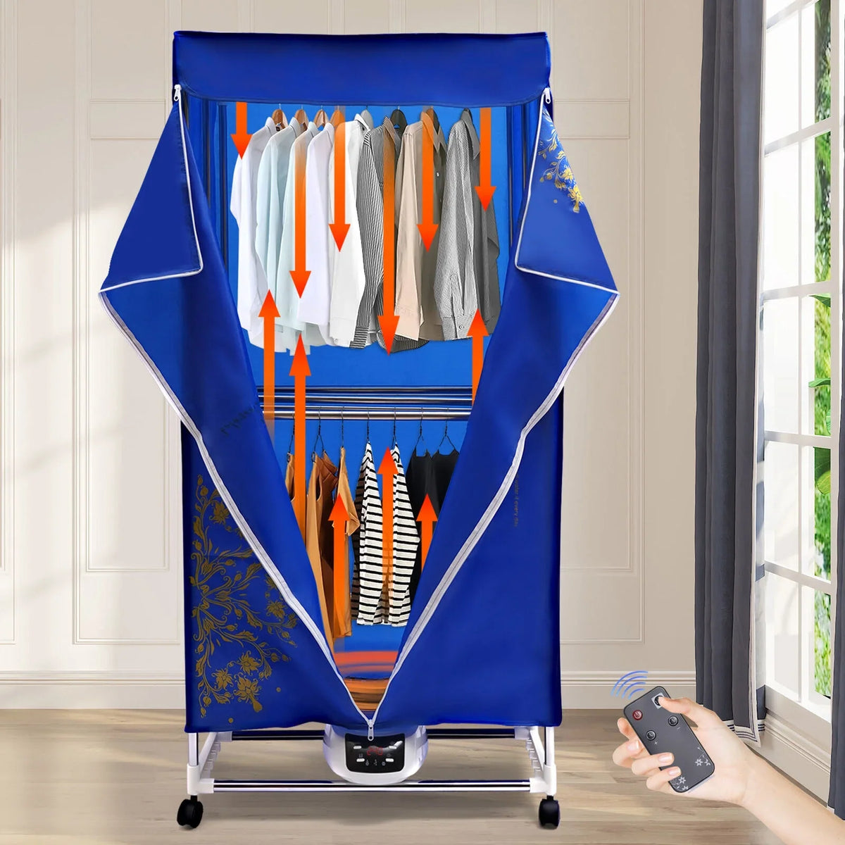 Electric Portable Clothes Dryer Travel Dryer Machine Clothes Dryer for Apartment 110v 0-240 min 1200-1500W Load Weight 30kg/66.14lbs Safety Temperature Control