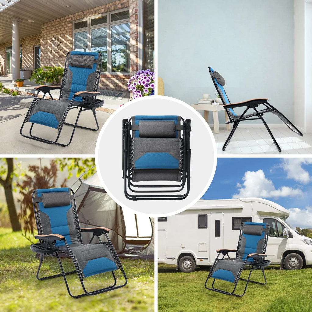 Sophia&William 2 Pieces Outdoor Oversized Padded Zero Gravity Chairs - Grey