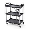 Olympia Tools Pack N Roll 3 Tier Collapsible Rolling Service Cart, Black