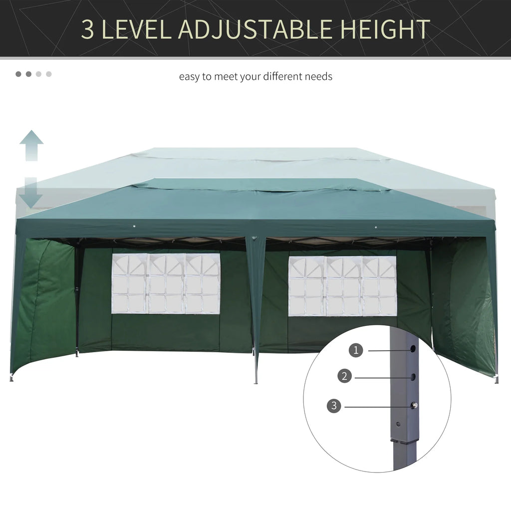 Outsunny 10' x 20' Pop Up Canopy Tent with 4 Sidewalls, Heavy Duty Tents for Parties, Outdoor Instant Gazebo with Carry Bag, for Outdoor, Garden, Patio, Blue