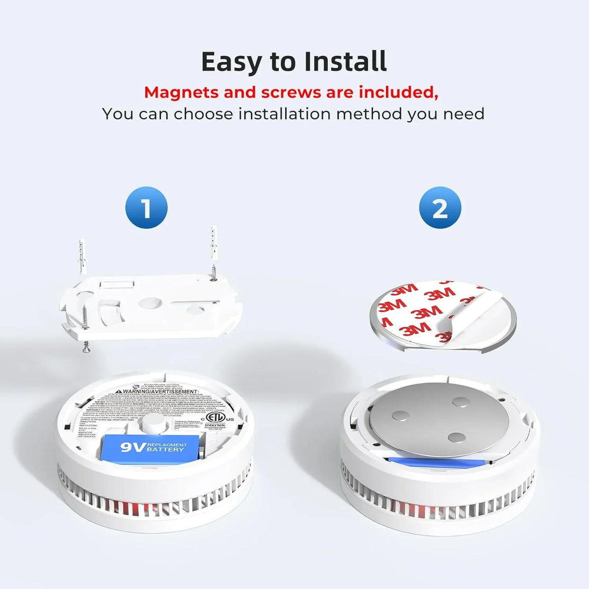 SITERWELL Smoke Detector, 10 Year Product Life Fire Alarm with Magnetic Fastening Kit, Smoke Alarm with Photoelectric Sensor, Low Battery Warning Function for House, ETL-9th Listed, GS509A, 12 Pack