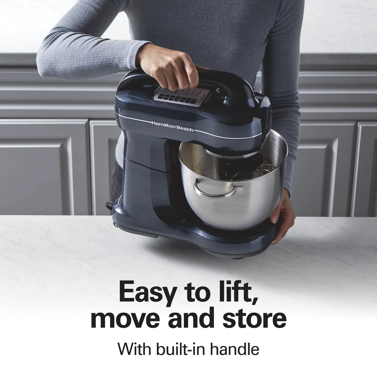 Hamilton Beach 4 Quart Stand Mixer for Kitchen, 7 Speeds, Tilt-Head, Dough Hook, Whisk & Flat Beater, Black
