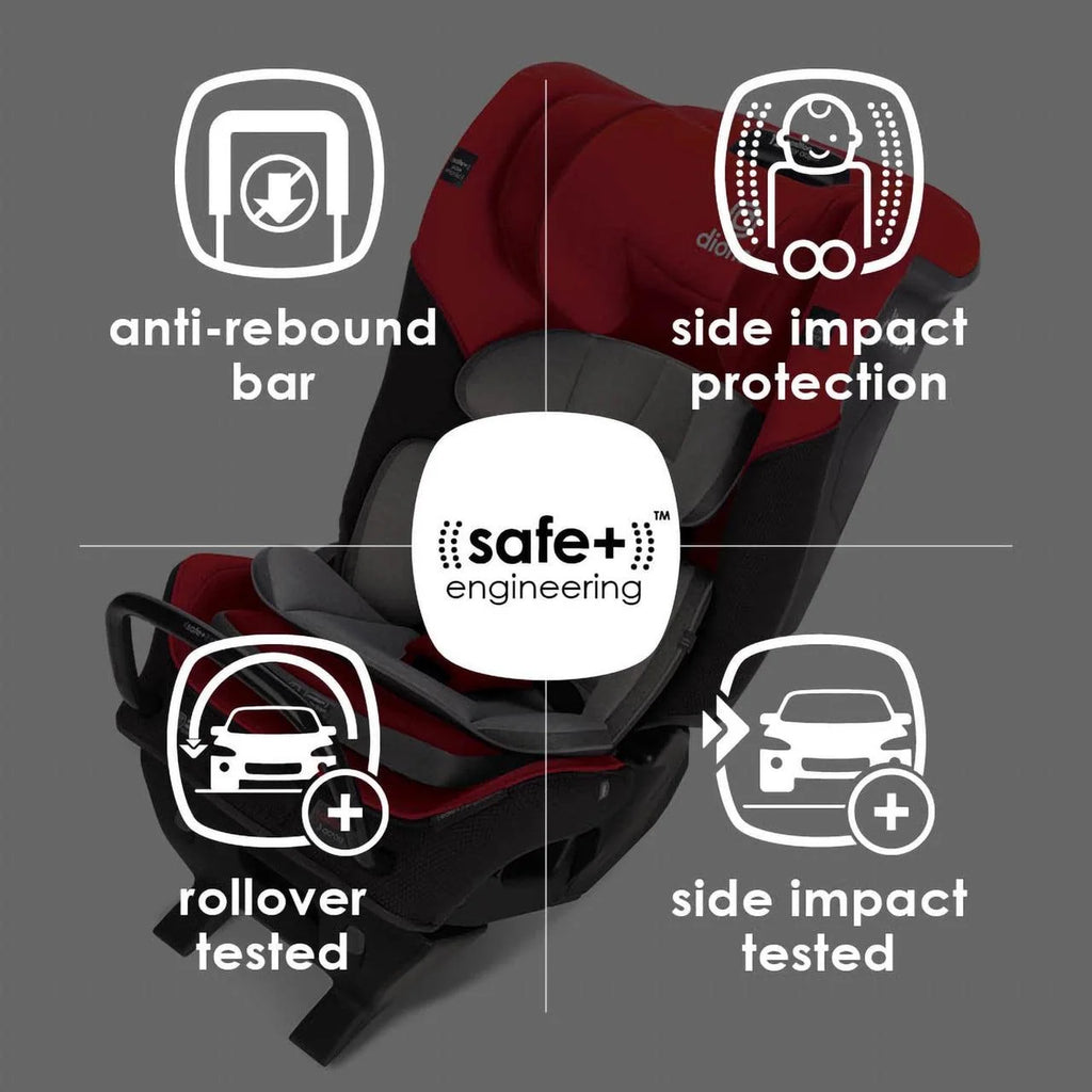 Diono Radian 3QX SafePlus All-in-One Convertible Car Seat. Slim Fit 3 Across. Red