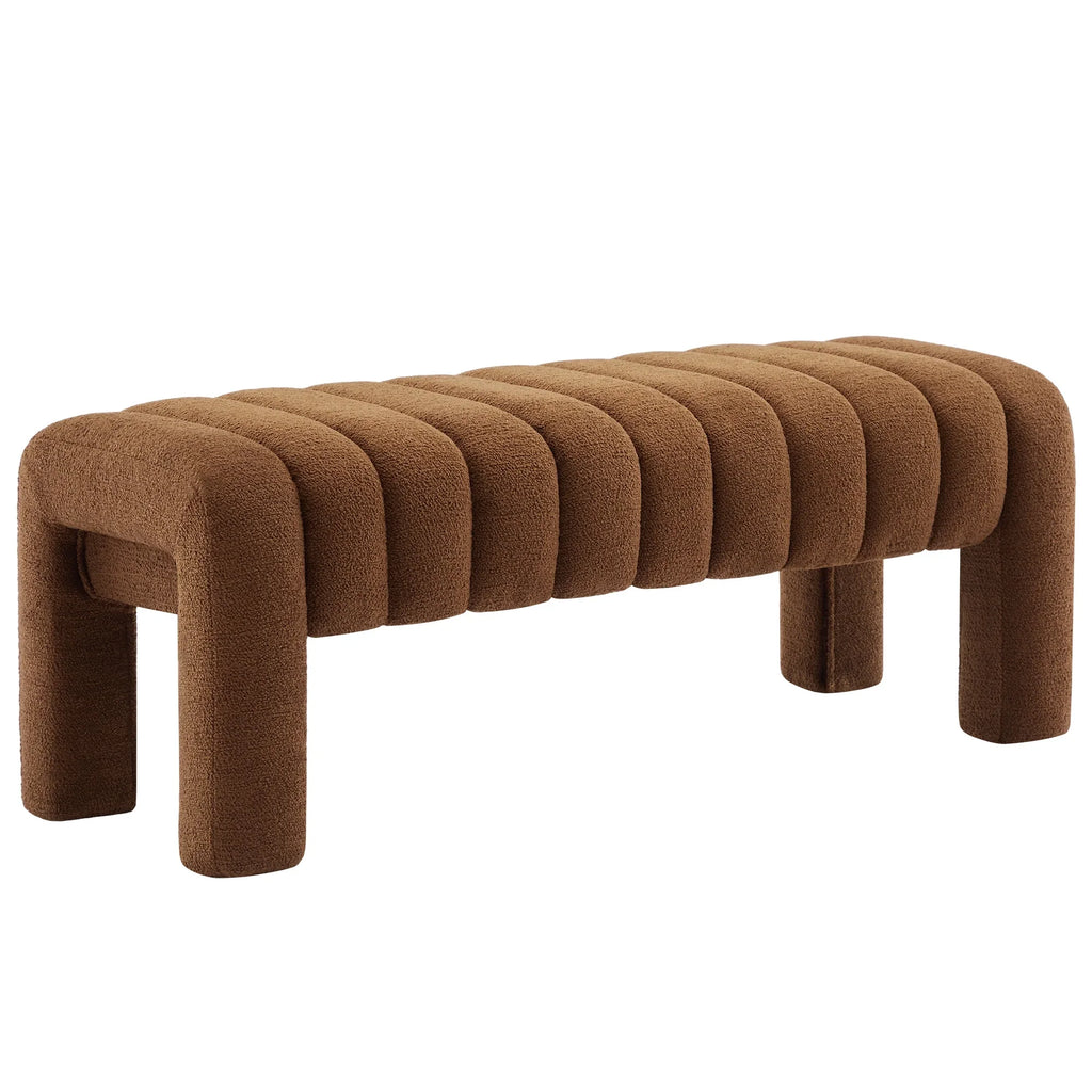 Zesthouse 63" End of Bed Bench, Linen Tufted Upholstered Ottoman Bench with Padded Seat and Solid Wood Leg, Modern Entryway Bench for Bedroom, Living Room, Beige
