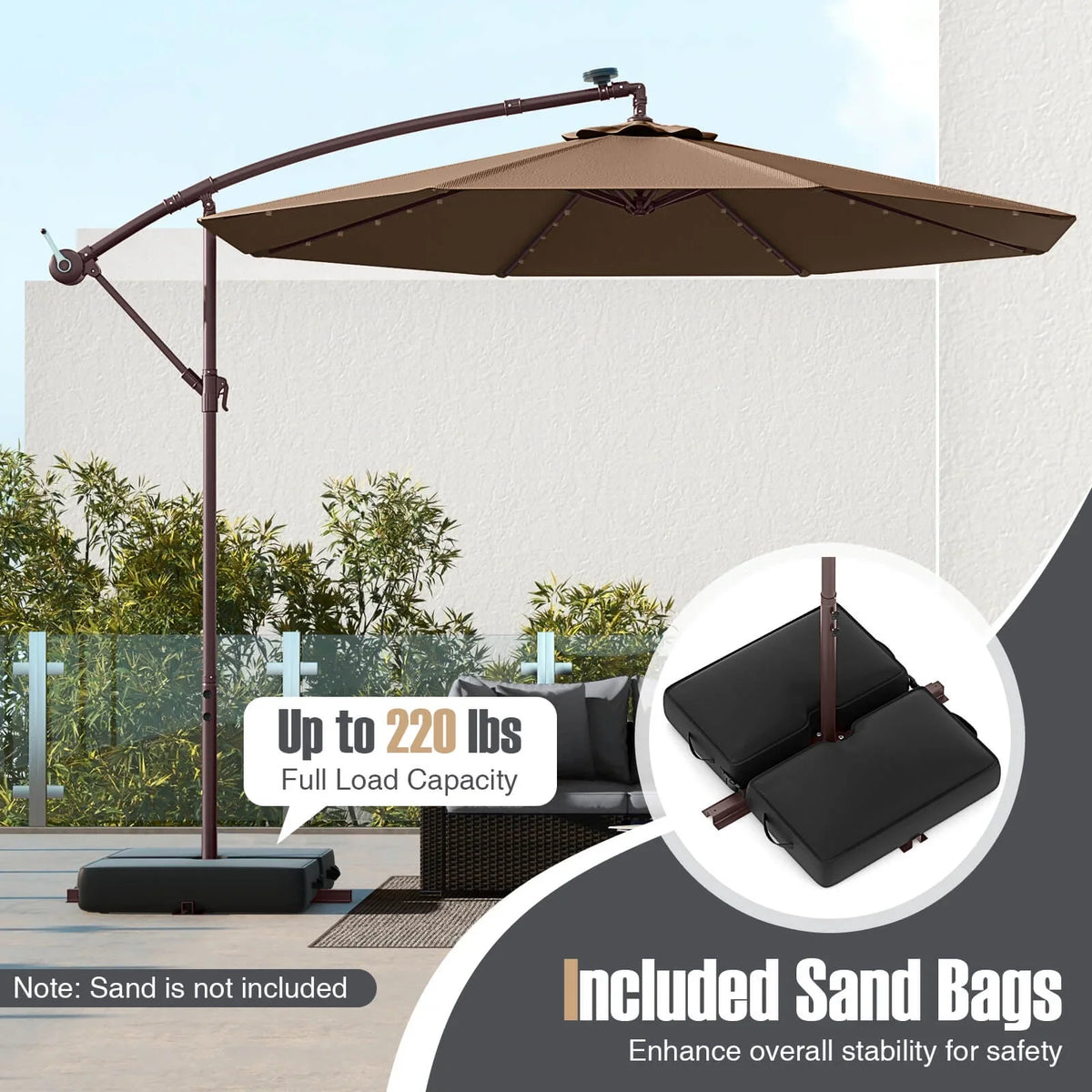 Costway 98.40" Navy Cantilever Patio Umbrella, Base-Included