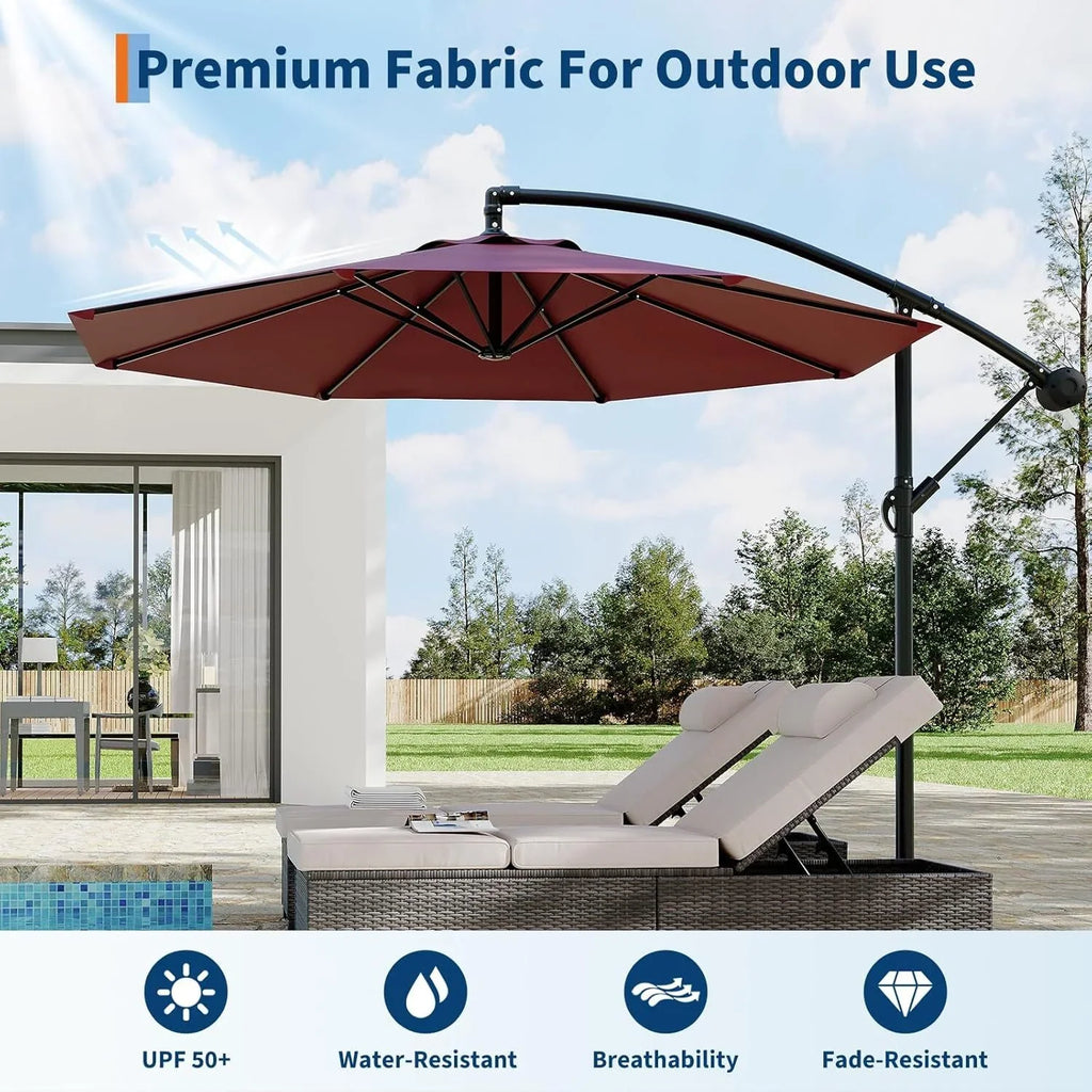 Emorefun Cantilever Umbrella, 10ft Heavy Duty Patio Umbrella with Easy Lift & Tilt Adjustment, Large Outdoor Umbrella for Deck Pool Garden Backyard, Navy Blue