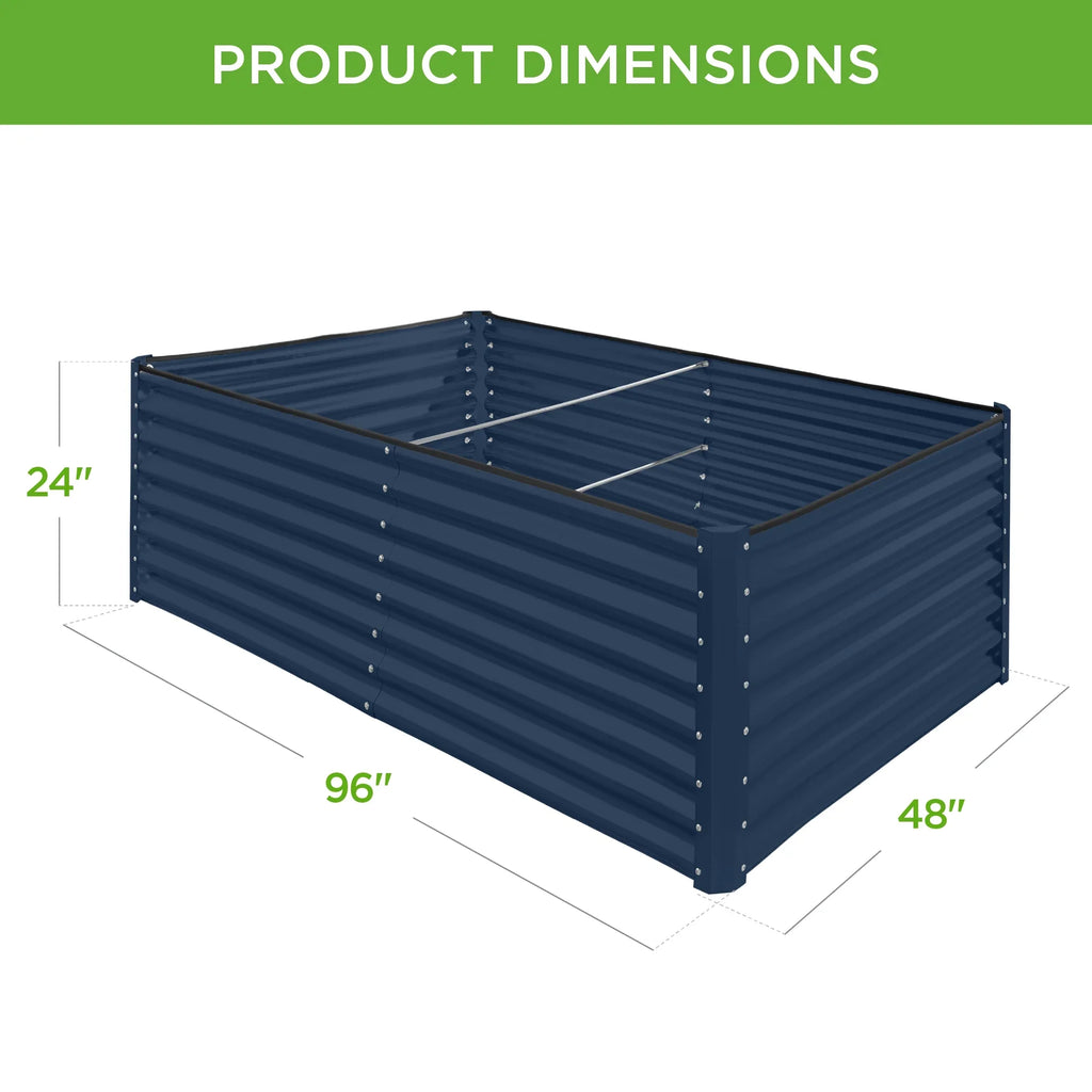 Best Choice Products 8x4x2ft Outdoor Metal Raised Garden Bed, Planter Box for Vegetables, Flowers, Herbs - Gray