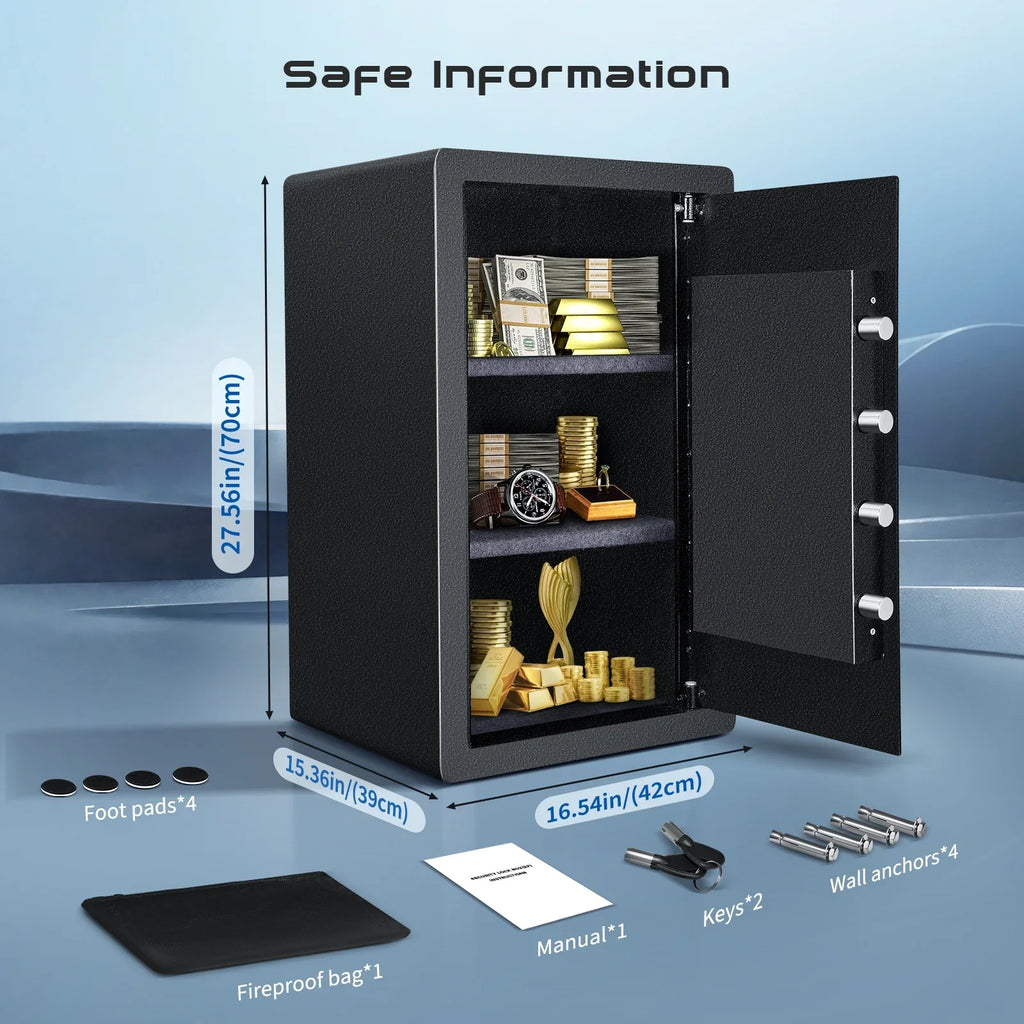 SRWTRCHRY 4.2 Cu ft Large Safe Box Fire-Resistant, Home Safe with Digital Keypad and Deposit Slot & Dual Alarm System, Money Safe With Mute Function and LED Light, Safe for Money Valuables