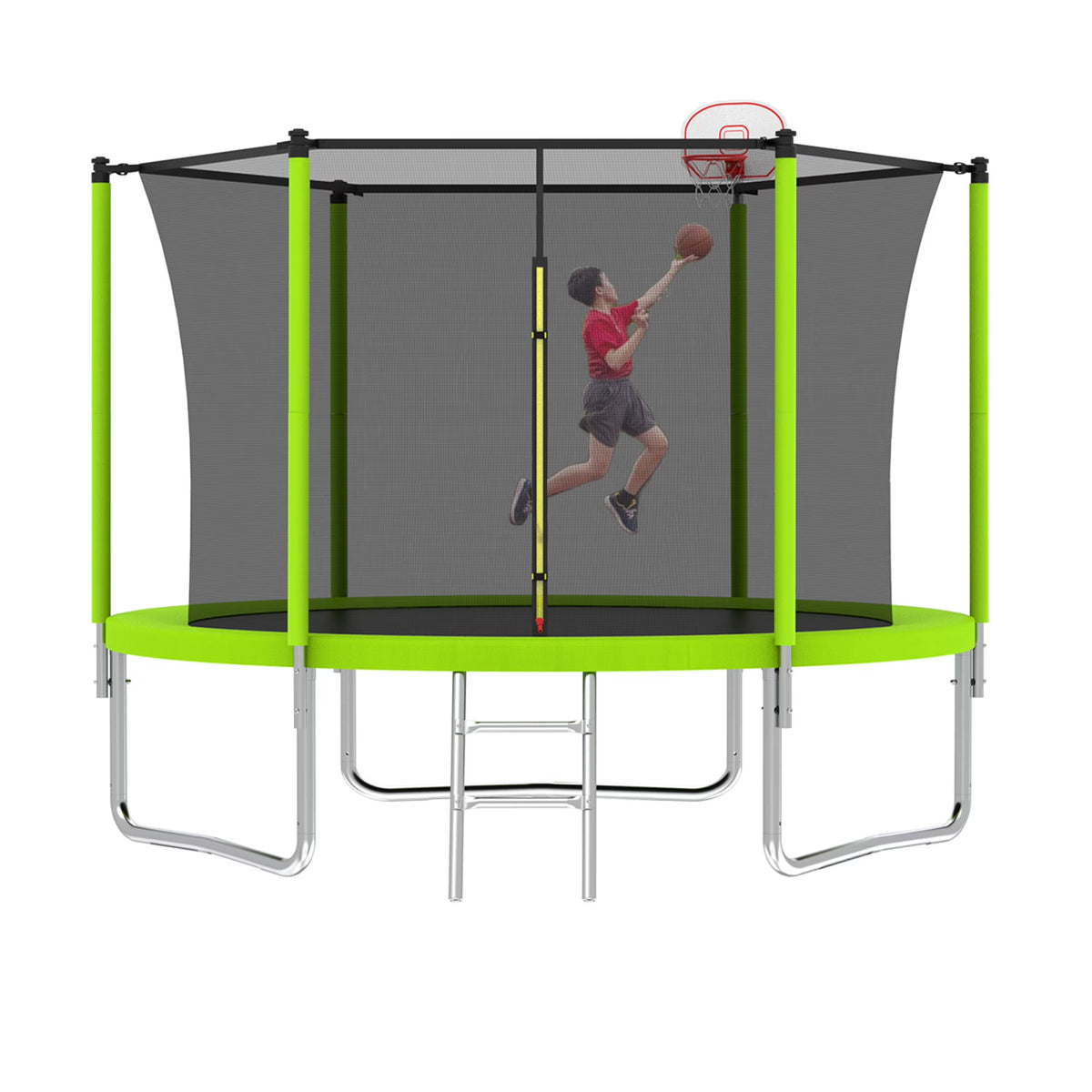 Alvantor Trampoline for Kids with Basketball Hoop, 10 Ft Backyard Round Trampolines with Enclosure Net, Age 3-10, Blue