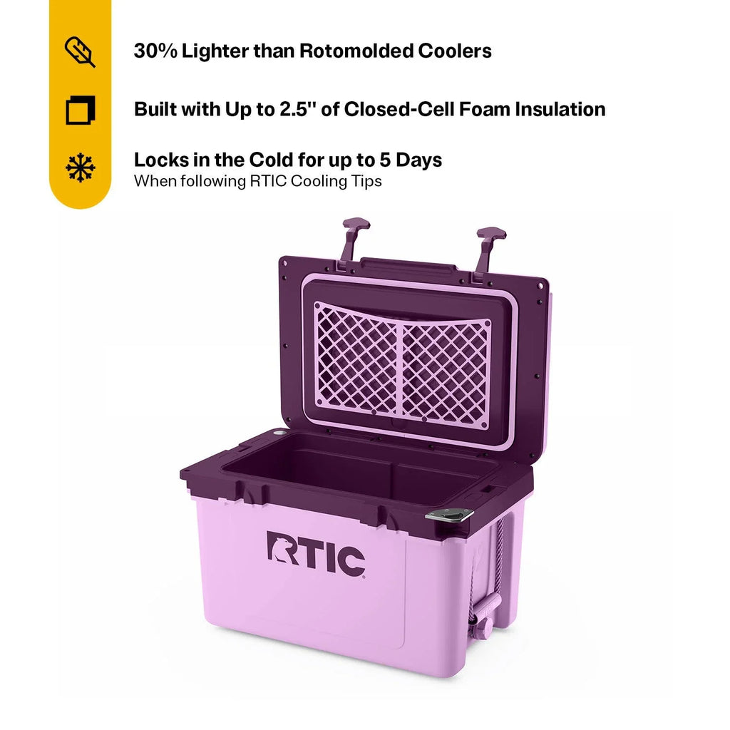 RTIC 32 QT Ultra-Light Hard-Sided Ice Chest Cooler, Fits 48 Cans, Dark Grey & Cool Grey