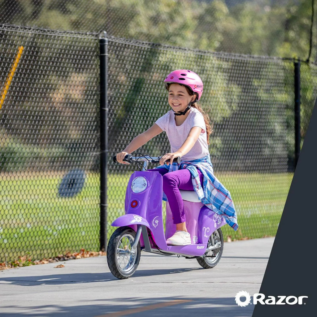Razor Pocket Mod Miniature Euro-Style Electric Scooter - Kiki Purple. up to 15 mph. for Teen 13+