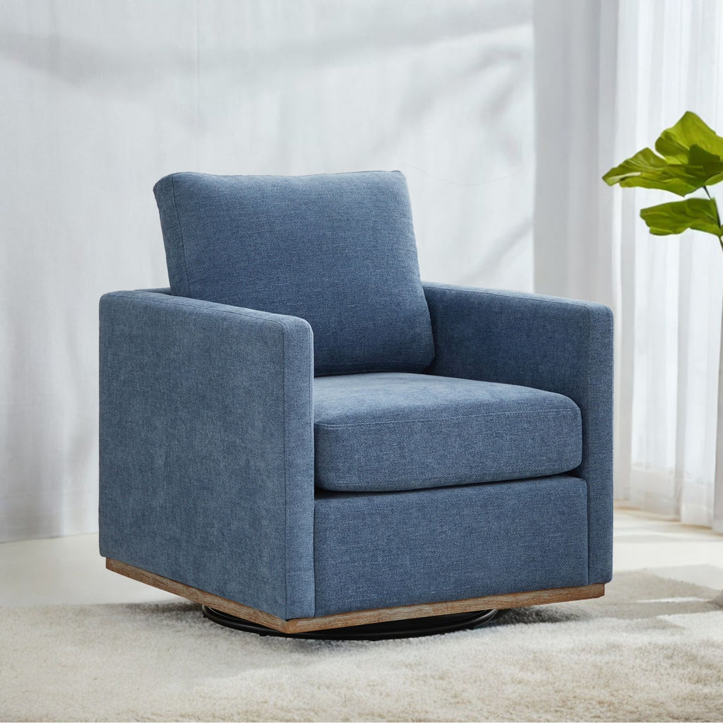 Swivel Accent Chair"360 Degree Square Swivel Chair for Living Room, Mid Century Modern Upholstered Swivel Barrel Chair,Comfy Sofa Armchairs for Bedroom,Nursery,Chenille(Beige)