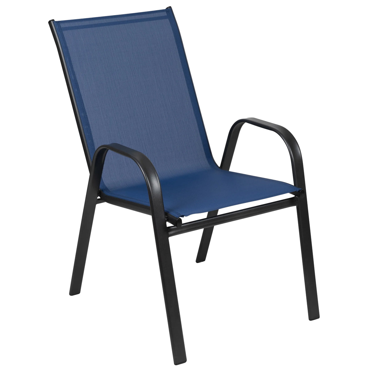 Emma + Oliver 4 Pack Gray Outdoor Stack Chair with Flex Comfort Material - Patio Stack Chair