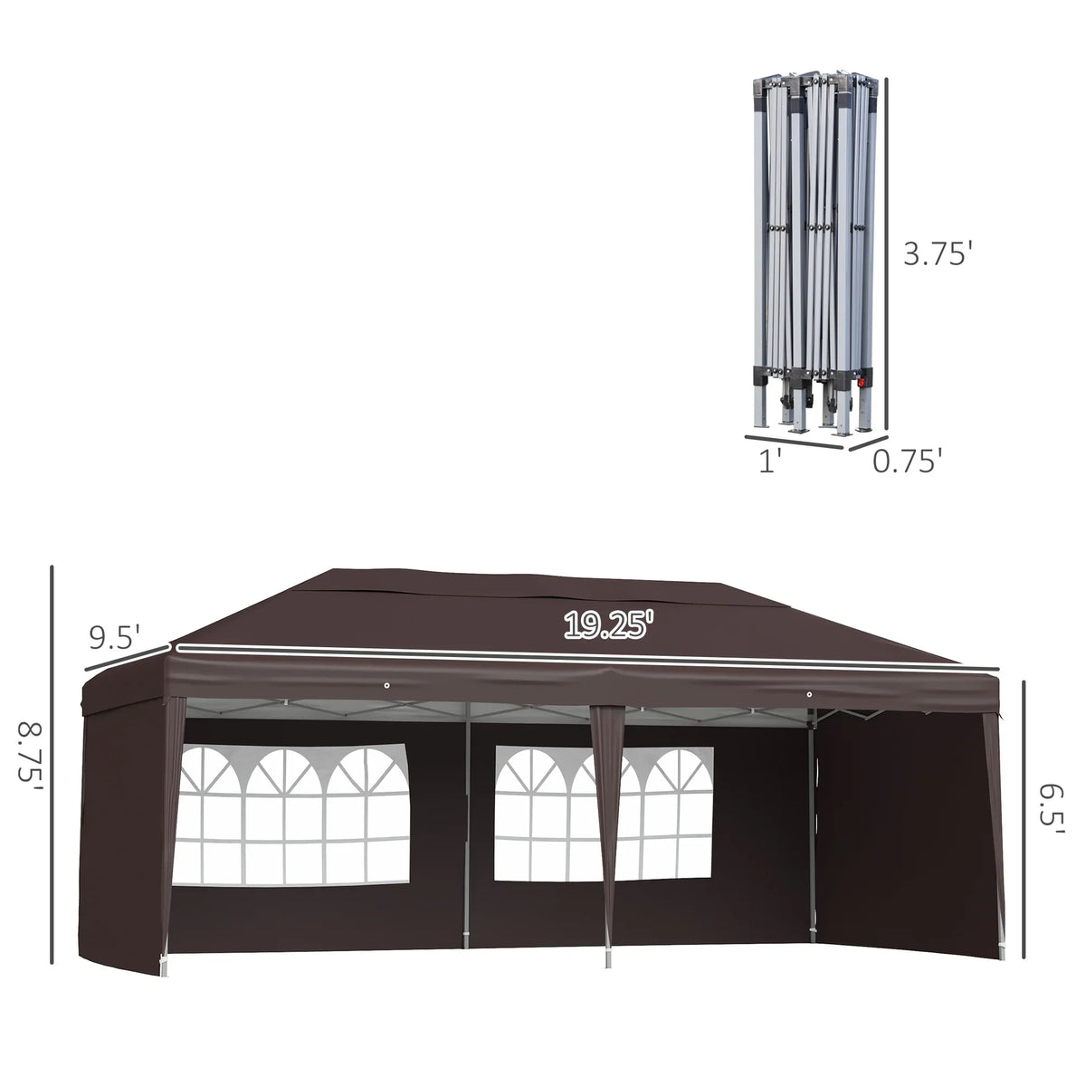 Outsunny 10' x 20' Pop Up Canopy Tent with 4 Sidewalls, Heavy Duty Tents for Parties, Outdoor Instant Gazebo with Carry Bag, for Outdoor, Garden, Patio, Blue