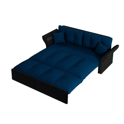 66" Queen Pull Out Sofa Bed, 3-in-1 Convertible Sleeper Sofa with Side Storage,Multi-Functional Velvet Loveseat Bed for Living Room,Bedroom