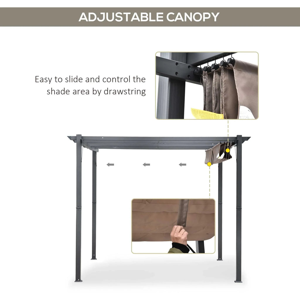 Outsunny 10' x 10' Pergola with Retractable Shade Canopy, Aluminum, Gray
