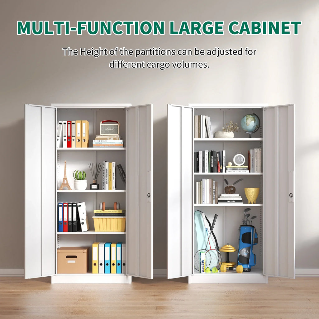 Garage Storage Cabinet with Doors and 4 Adjustable Shelves, Alvantor 72" Tall Metal Garage Cabinet, Lockable Tool Storage Cabinets for Garage, Home, Office Black