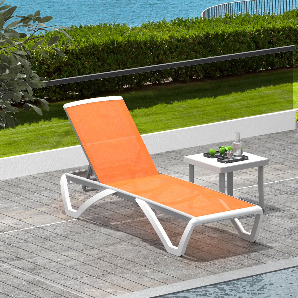 Domi Outdoor Living Chaise Lounge Chair Aluminum Adjustable Pool Lounge Chair"With All-Weather Textilene for Deck, Lawn, Backyard "1 Grey Chair"