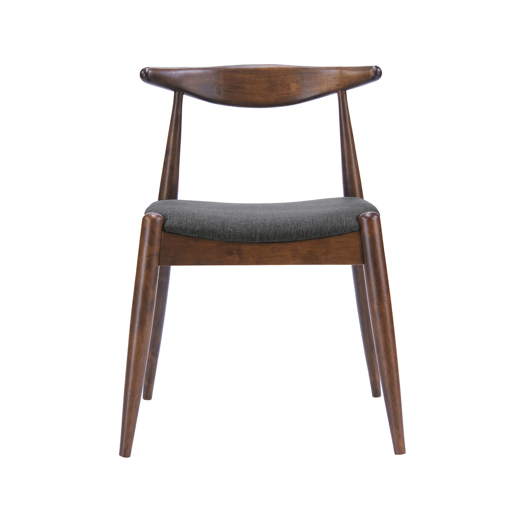 GDF Studio Virgil Mid Century Modern Fabric Upholstered Dining Chairs, Set of 2, Charcoal and Walnut