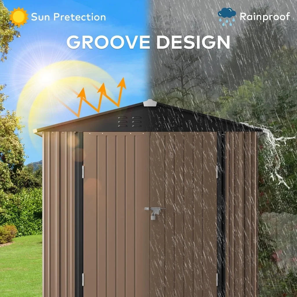 6' x 4' Outdoor Storage Shed on Sale, Aiho Shed & Outdoor Storage Clearance, Metal Storage Shed for Outside, Backyard, Garden & Patio - Dark Gray