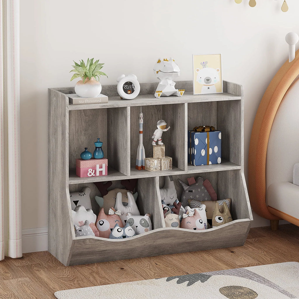 Kids Bookshelf and Bookcase Toy Storage Multi Shelf with Cubby Organizer Cabinet for Boys Girls,for Children Playroom Hallway Kindergarten School (White)