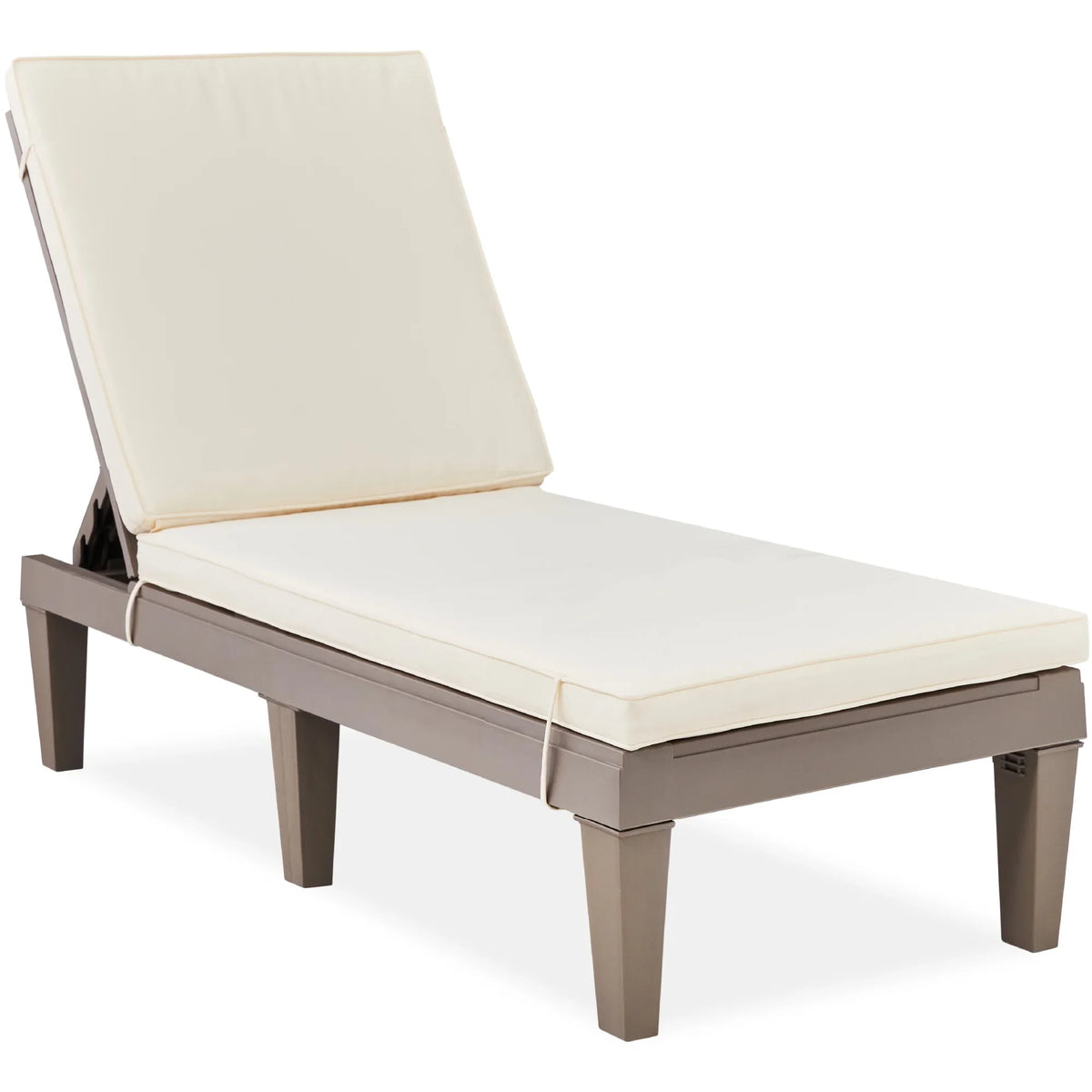 Best Choice Products Outdoor Lounge Chair, Resin Patio Chaise Lounger w/ Seat Cushion, 5 Positions - Gray/Navy