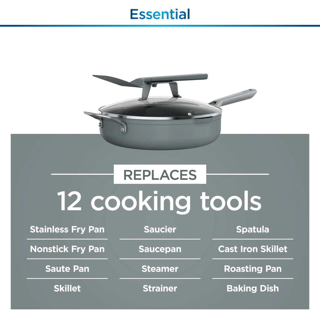 Ninja Foodi Never Stick Possible Pan, Non Stick, Fry Pan, Sea Salt Grey