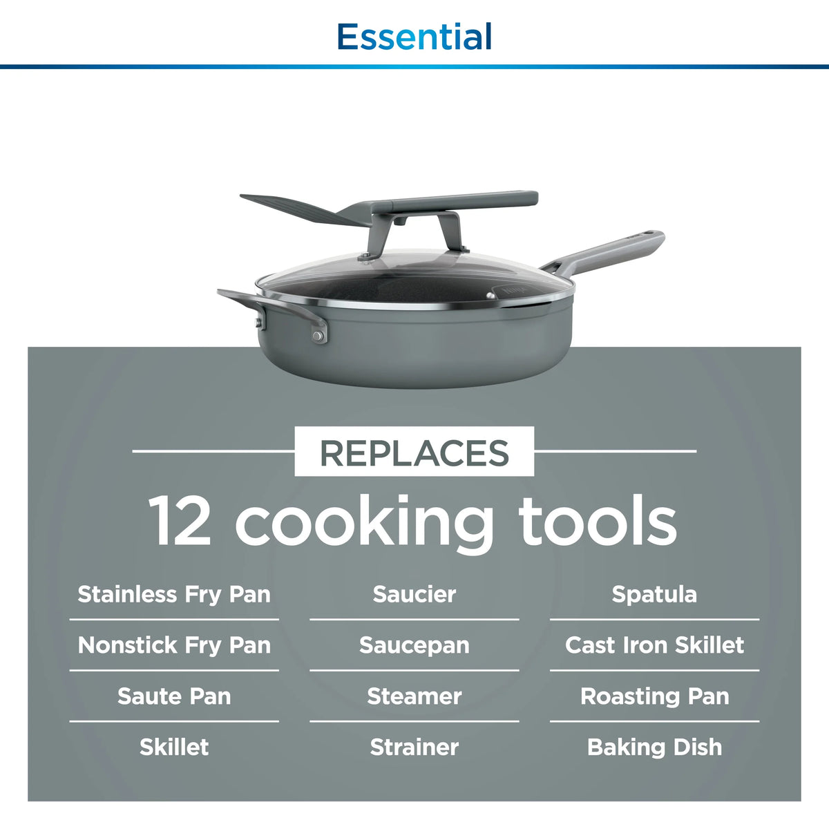 Ninja Foodi Never Stick Possible Pan, Non Stick, Fry Pan, Sea Salt Grey