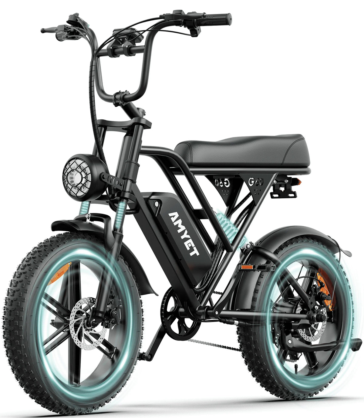 AMYET G60 Peak 1500W Electric Bike, 20" Fat Tire E-Mountain Bikes, 48V 20Ah 32MPH Ebike for Adults Full Suspension UL2849