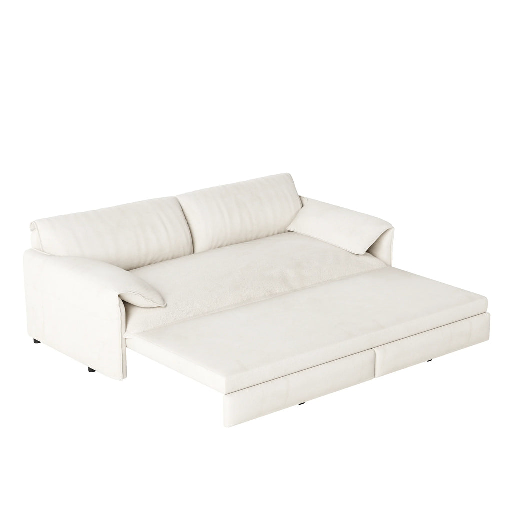 66" Queen Pull Out Sofa Bed, 3-in-1 Convertible Sleeper Sofa with Side Storage,Multi-Functional Velvet Loveseat Bed for Living Room,Bedroom