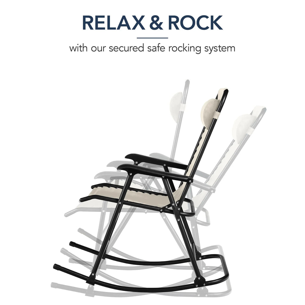 Best Choice Products Folding Outdoor Zero Gravity Rocking Lounge Chair w/ Headrest Pillow - Black