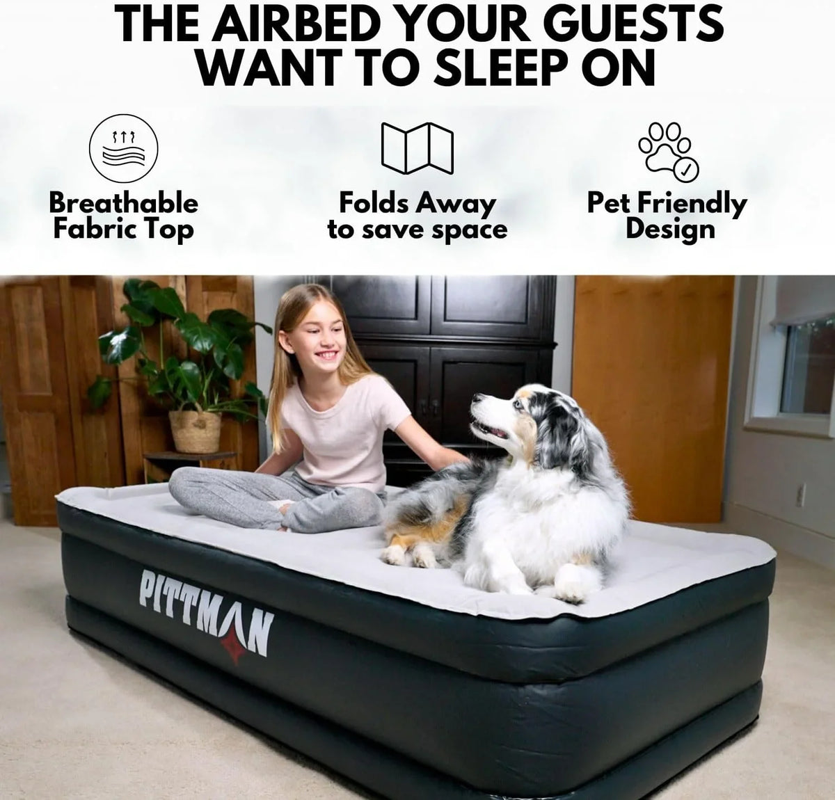 Pittman - Twin Air Mattress with Built-in Pump Raised 18" - Self Inflating Twin Air Bed