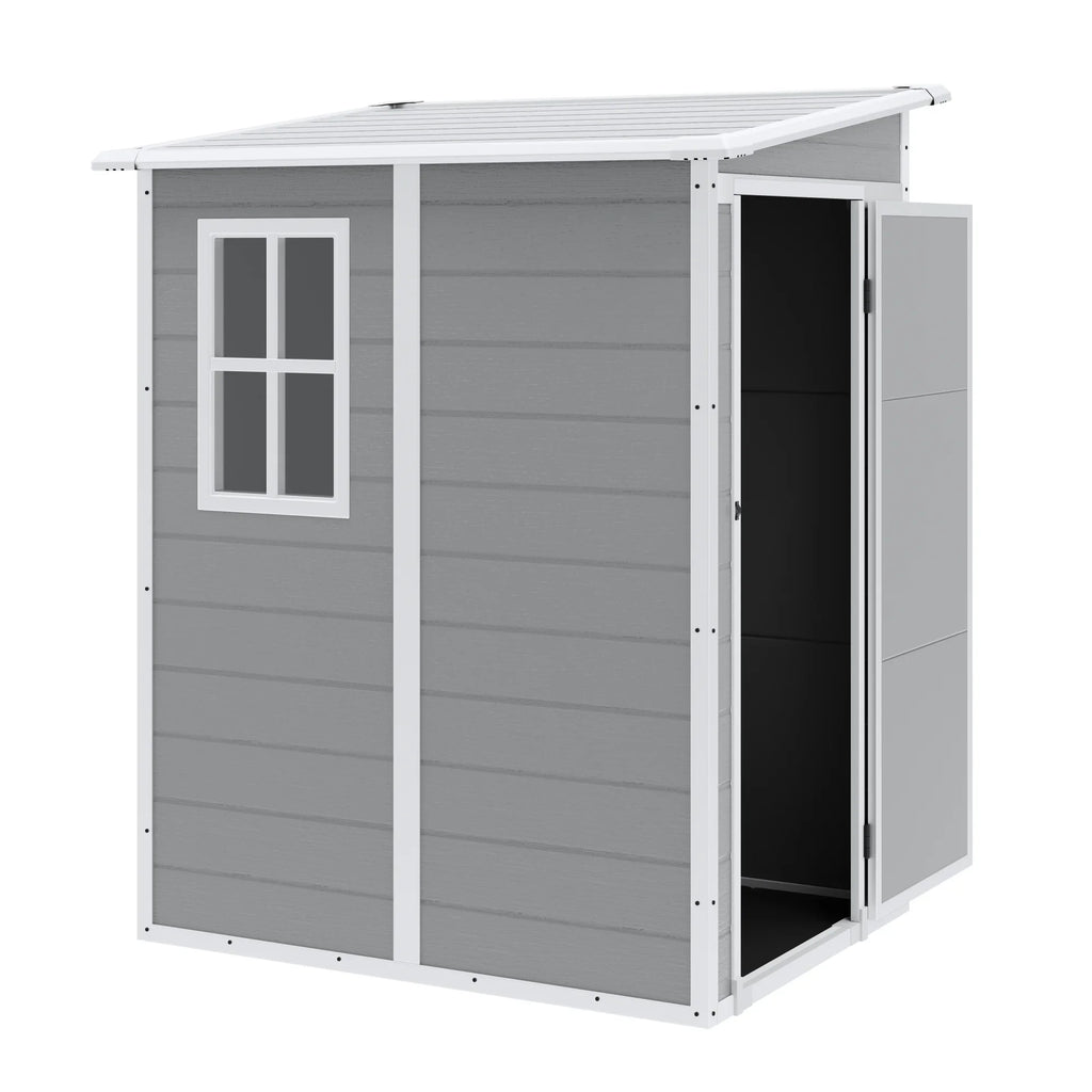 Syngar Outdoor Storage Shed with Lockable Doors, Dark Gray