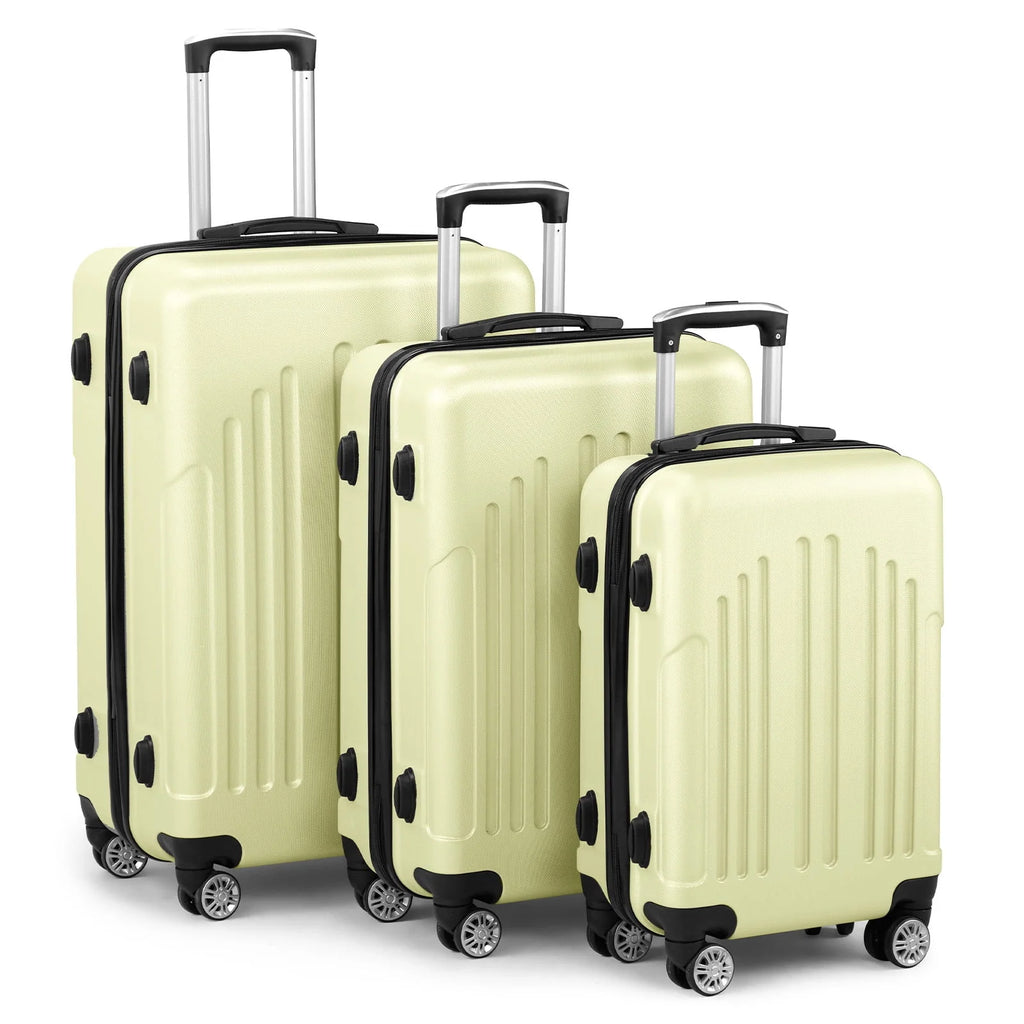Red 3-Piece Hardshell Spinner Luggage Set (20in, 24in, 28in) - Large ABS Suitcase Set with 8 Wheels, Lightweight & Durable for Travel