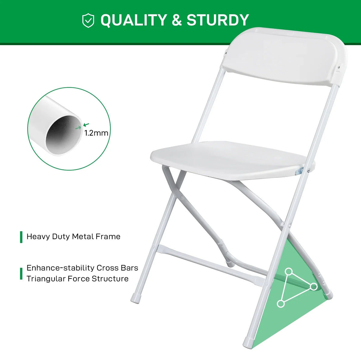 Winado 6 Pack Plastic Folding Chairs Wedding Party Event Chair White