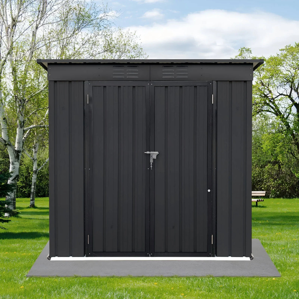 Aukfa Outdoor Storage Shed, 5 X 4 FT Metal Garden Shed, Waterproof Tool Shed for Backyard Patio, Brown