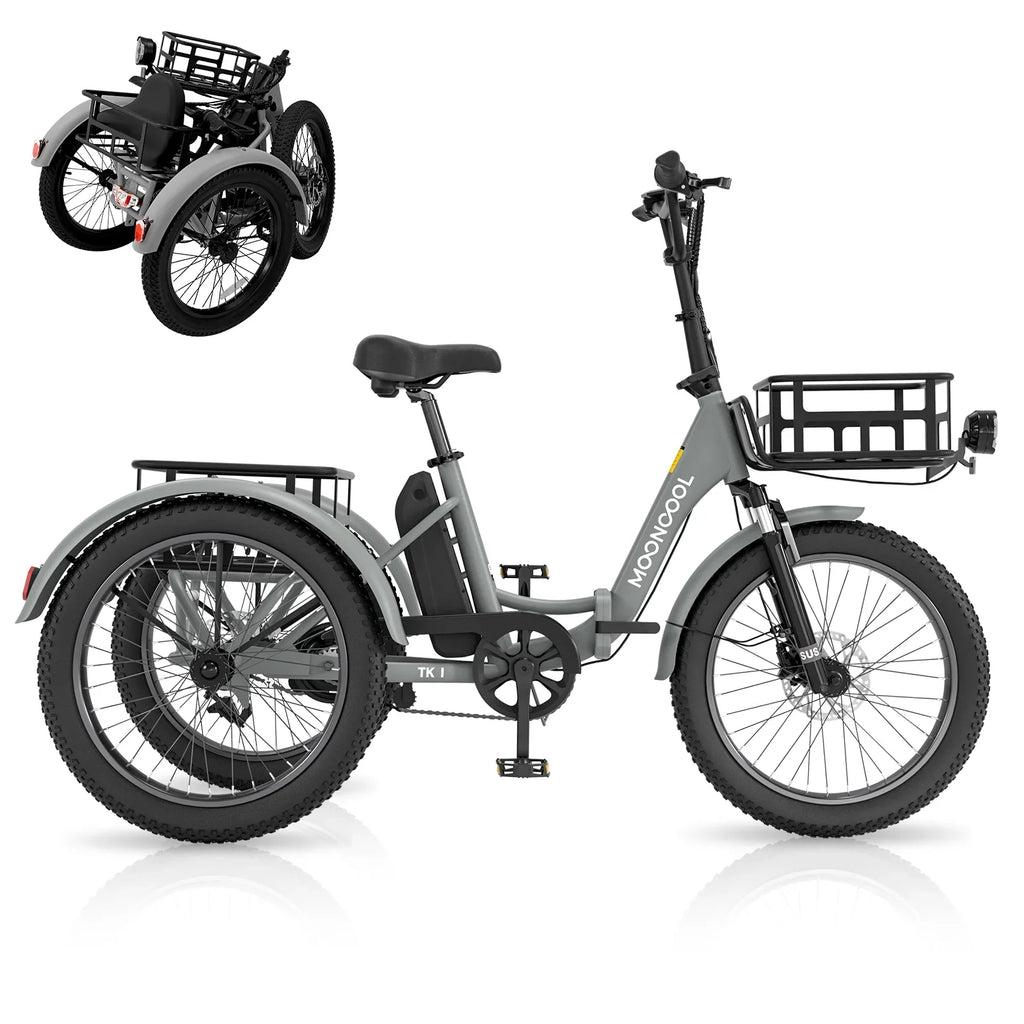 ABORON 3.0 Fat Tire Electric Trike for Senior Foldable E-Bike, 500W Motorized Tricycle Adult 20" Folding 3 Wheel Electric Commute Bike Trike w/48V Battery and Storage Baskets,