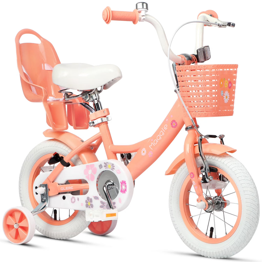 Glerc Maggie 12 inch Kids Girls Bike for Ages 2-4 Years Child, Peach