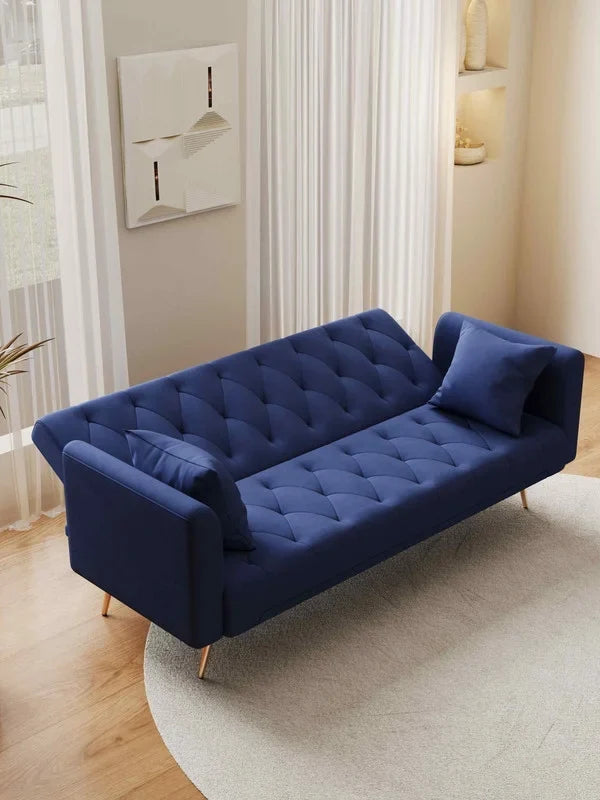 FFH Modern Corduroy Futon Sofa Bed with Adjustable Backrest,Convertible Loveseat Sleeper,Soft Couch with Drop-Down Table and Cup Holder for Living room,Pink