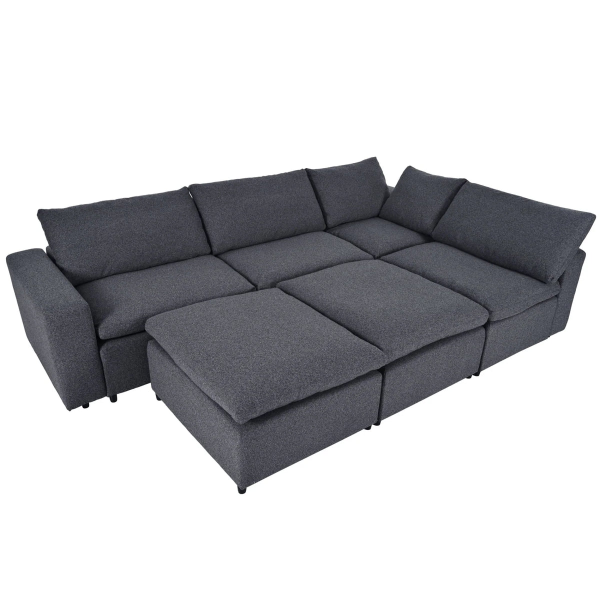 Harper & Bright Designs Convertible Modular Sectional Sofa with 2 Removable Ottomans & Pillows, Large U Shape Cloud Couch with Reversible Chaise for Living Room, Grey