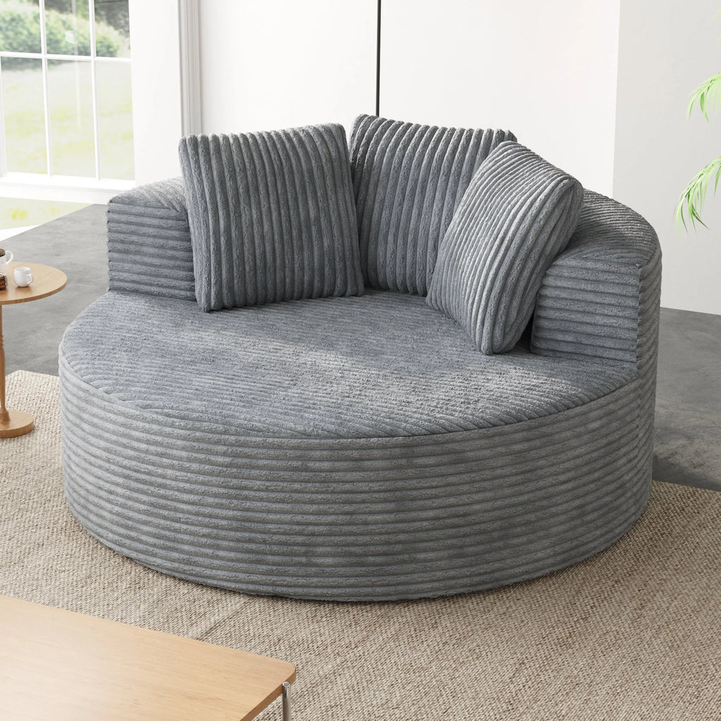 Sodrens Oversized Chaise Lounge Chair Indoor,Upholstered Sofa Bed with Throw Pillows and Armrests,Sleeper Chair for Living Room,Bedroom,Brown,Corduroy