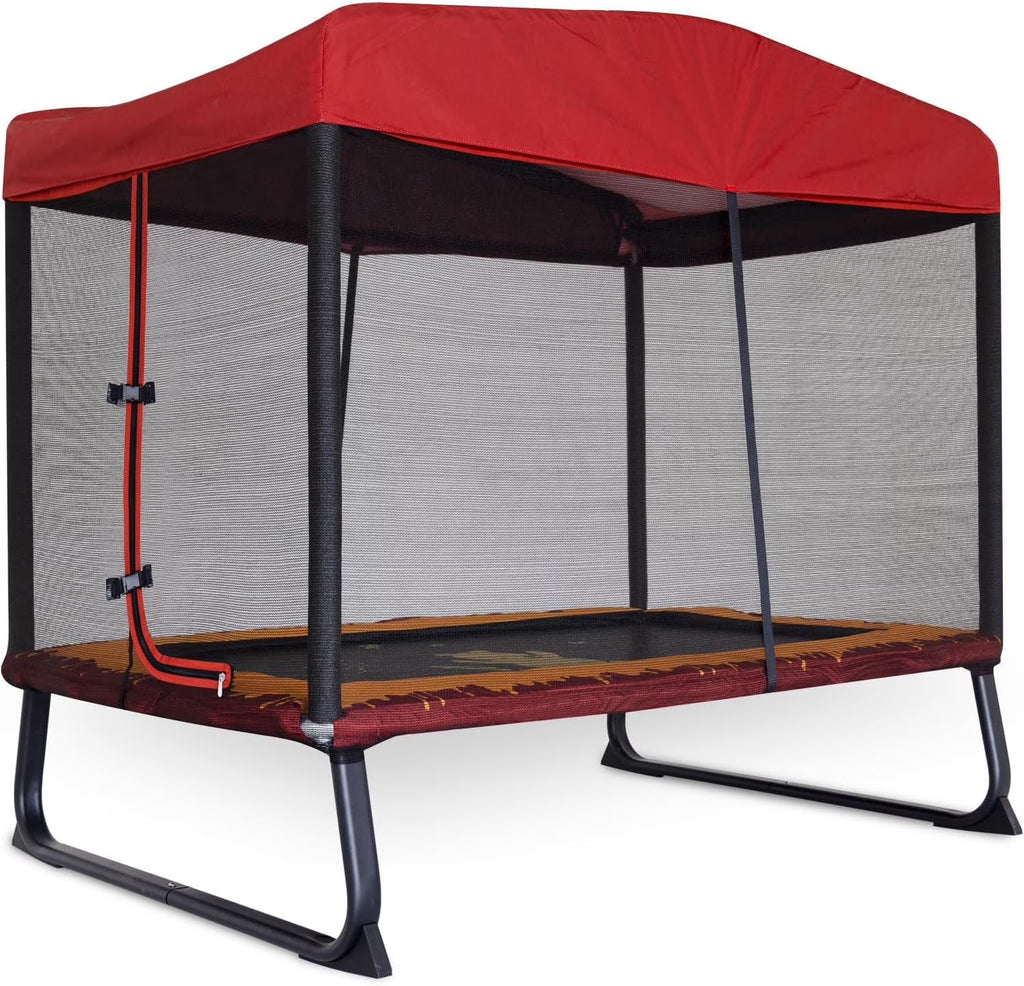 Skywalker Trampoline 6x4ft Rectangle Trampoline with Enclosure Net for Kids and Toddlers, up to 200 LB Safe and Stylish Design Blue and Purple