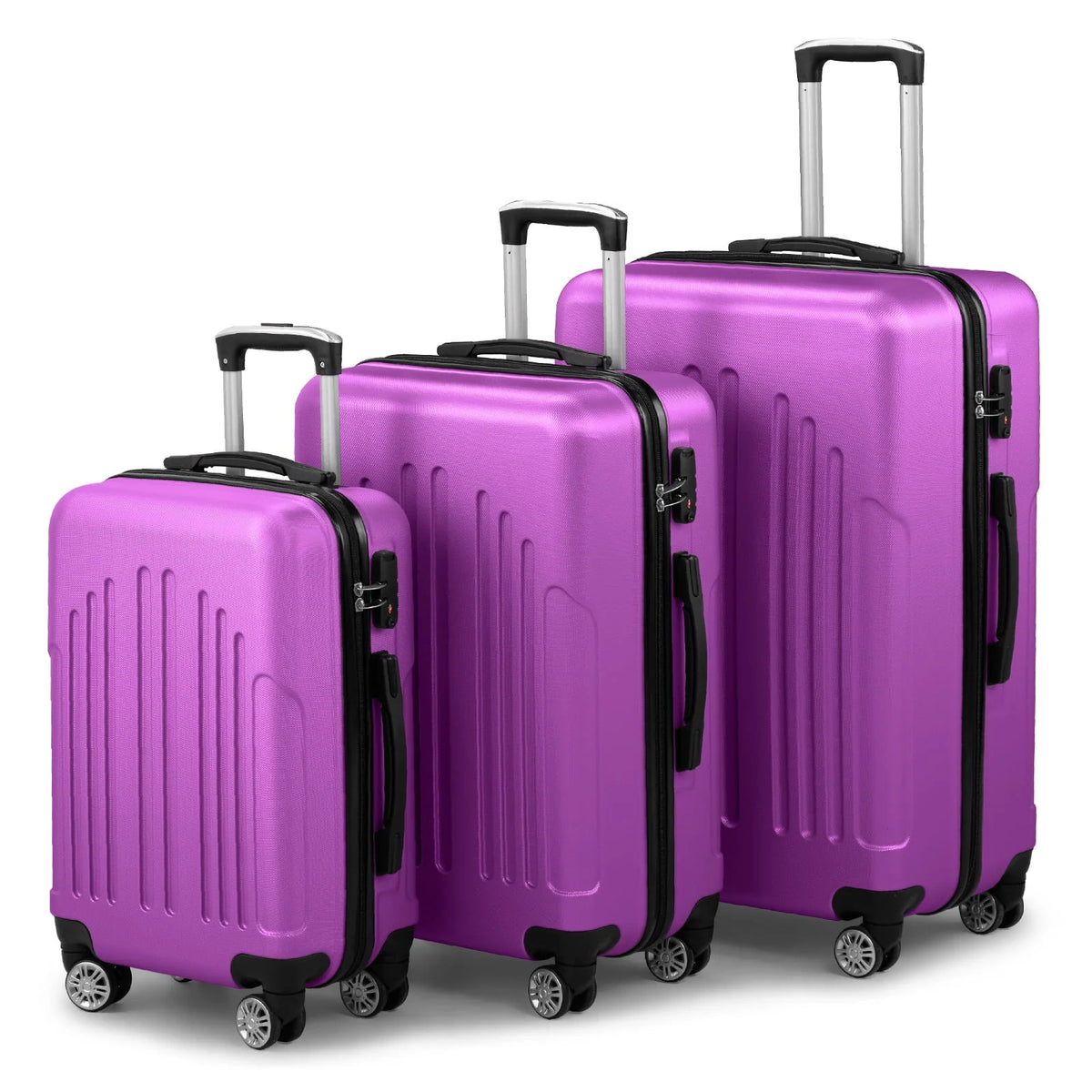 Red 3-Piece Hardshell Spinner Luggage Set (20in, 24in, 28in) - Large ABS Suitcase Set with 8 Wheels, Lightweight & Durable for Travel
