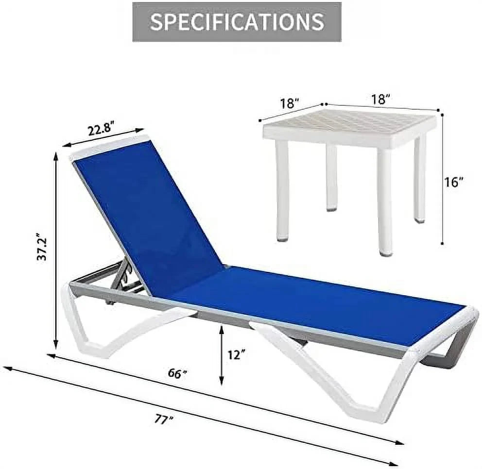 Domi Outdoor Living Chaise Lounge Chair Aluminum Adjustable Pool Lounge Chair"With All-Weather Textilene for Deck, Lawn, Backyard "1 Grey Chair"