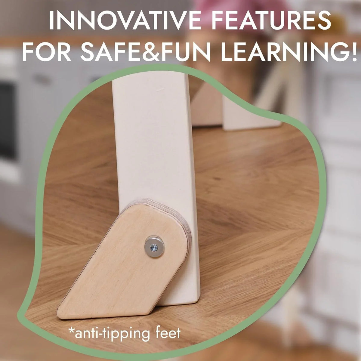 Folding Wooden Kitchen Standing Stool for Toddlers �C Safe & Compact Learning Step Stool, Ages 18 Months+
