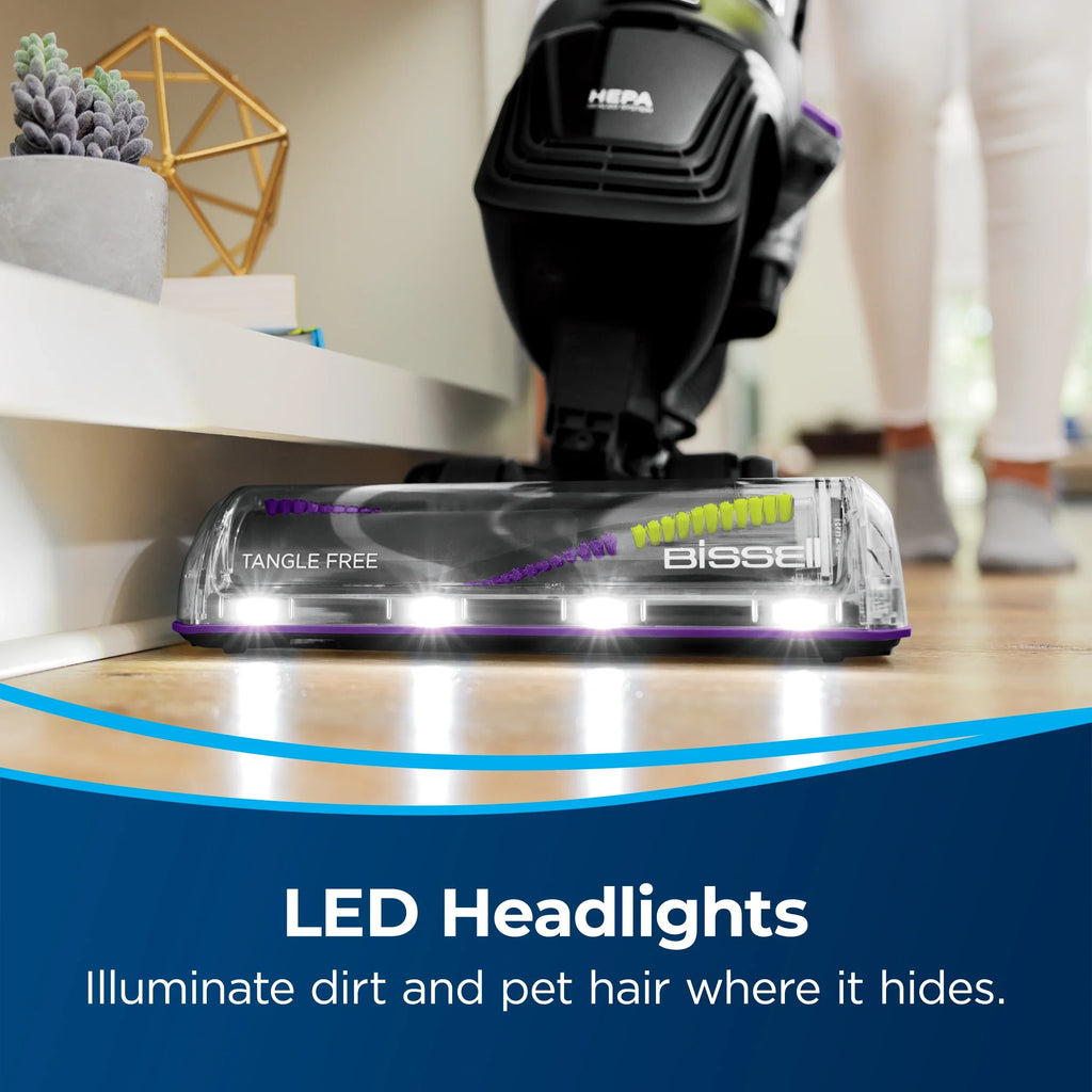 BISSELL Upright Vacuum, PowerLifter Allergen Pet Rewind, Pet Friendly, Bagless, HEPA filter, with Tangle Free Brush Roll, Swivel Steering and LED Headlights, 3404, Black