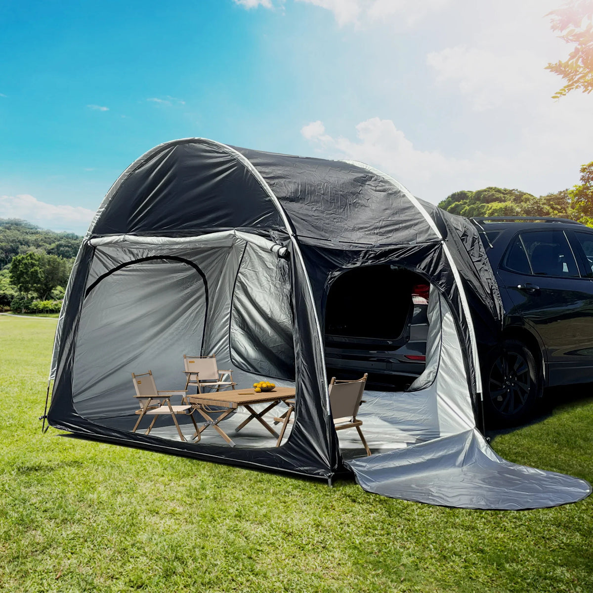 2-3 Person SUV Universal Vehicle Tent for Babecue Camping Extension Tent with Three doors Tent Car Awning Sun Shelter