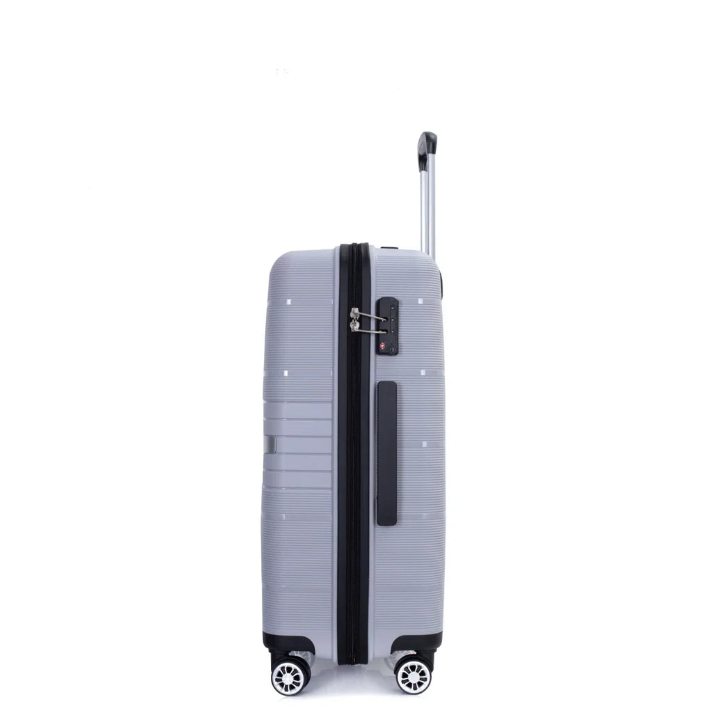 Lightweight PP Suitcase Sets with Spinner Wheels TSA Lock, Hardshell Luggage Sets for Travel Trips, 3-Piece Set (20in/24in/28in), Light Green