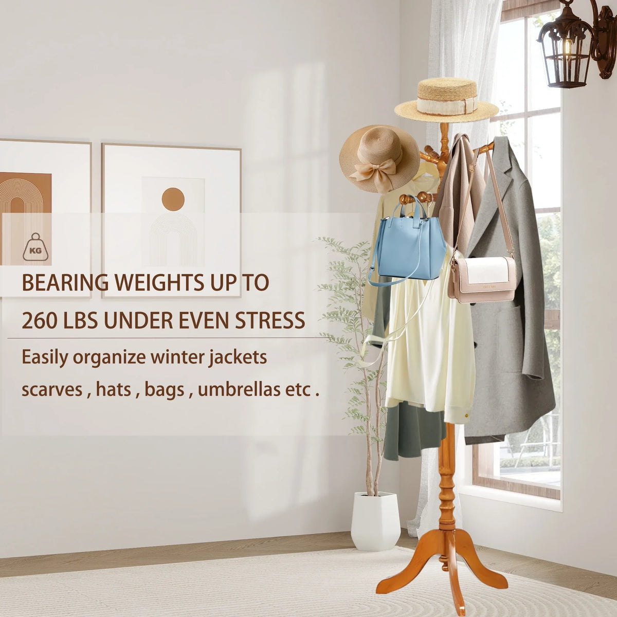 swing 73" Wooden Coat Rack Stand,Coat Racks Freestanding With 14 Hooks And Solid Round Base Heavy Duty Adjustable Height Hall Tree Coat Rack for Entryway Hallway Foyer Office Bedroomf